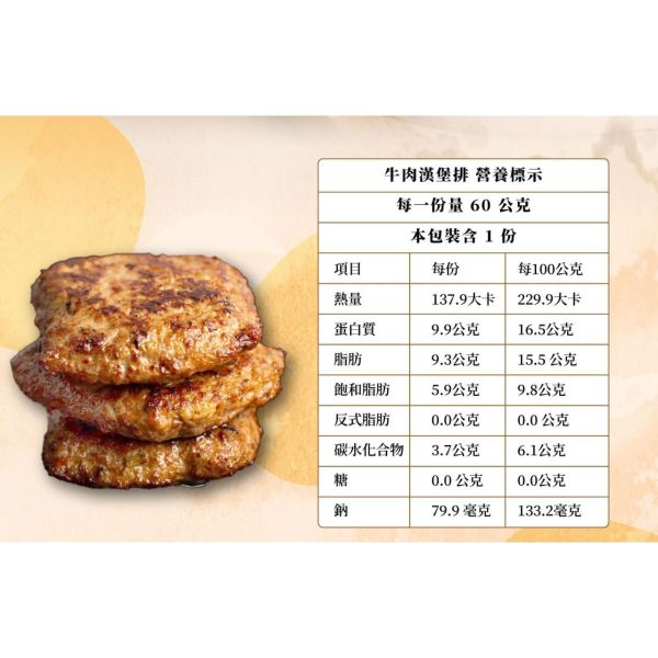 旅居漁村 寶寶牛肉漢堡排60克 