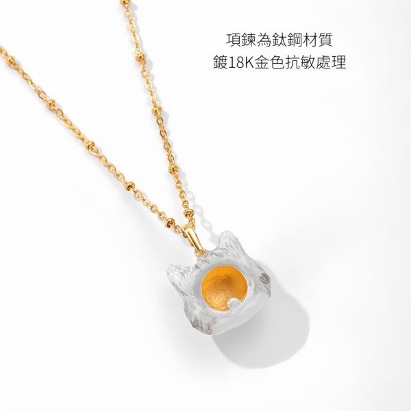 yuniqueBACKYARD虎斑灰貓貓彩繪琺瑯項鍊 