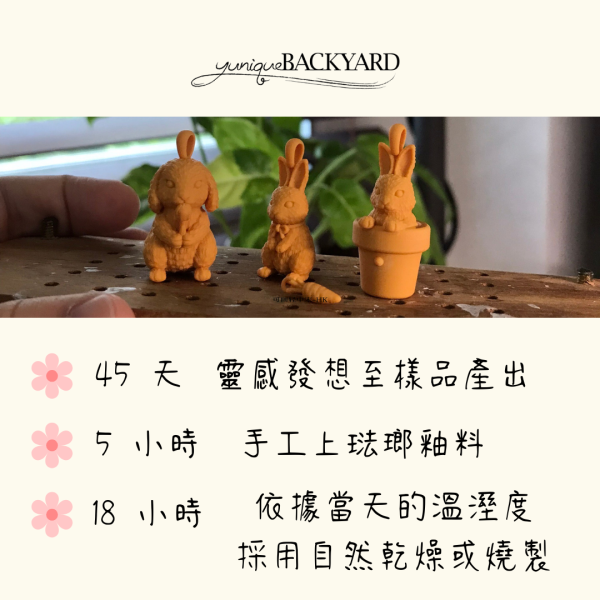 yuniqueBACKYARD後院手工琺瑯飾品靈動可愛灰白道奇兔琺瑯耳環 