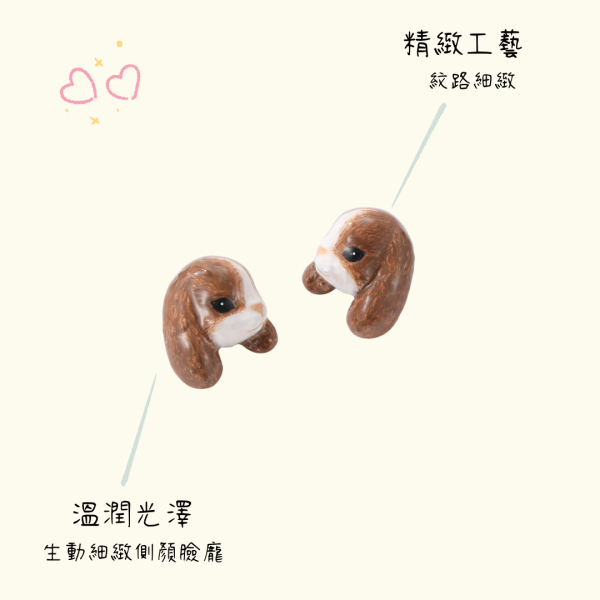 yuniqueBACKYARD後院手工琺瑯飾品咖啡白垂耳兔側顏琺瑯耳環 