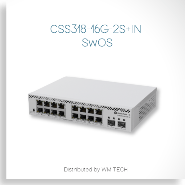 CSS318-16G-2S+IN – MikroTik SwOS Switch CSS318-16G-2S+IN,CSS318,MikroTik switch,16 port gigabit switch,10G SFP+ switch,SwOS switch,desktop network switch,small business switch,managed ethernet switch