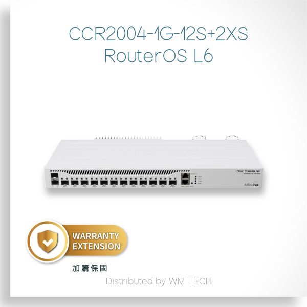CCR2004-1G-12S+2XS - MikroTik RoS Level 6路由器 CCR2004-1G-12S+2XS,CCR2004,光纖核心路由器,25G路由器,10G SFP+路由器,高效能企業路由器,機房專用路由器,高頻寬路由器,多埠光纖路由器,支援VLAN路由器,支援IPsec路由器,高流量Router,穩定耐用Router,遠端管理Router