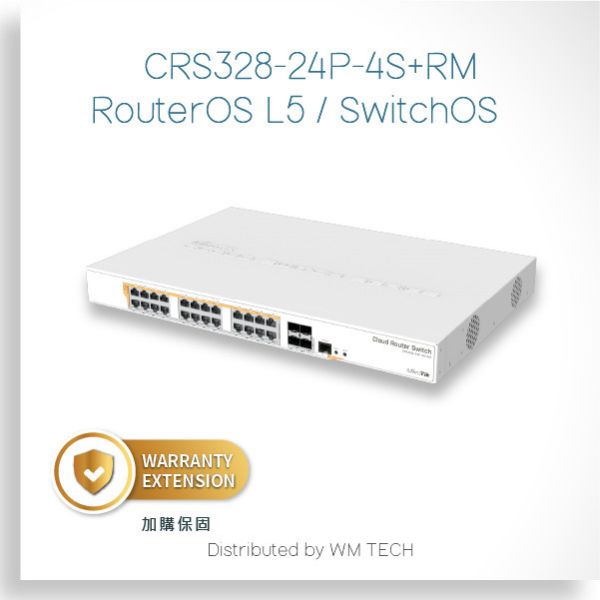 CRS328-24P-4S+RM - MikroTik POE 系列交換器(RouterOS L5, SWoS) CRS328-24P-4S+RM,PoE交換器,24埠供電交換器,4埠SFP+光纖交換器,機架型網管交換器,中小企業交換器,校園網路交換器,高效能交換器推薦,多埠Gigabit交換器,支援VLAN交換器,穩定耐用交換器,高頻寬交換器,機房網路交換器