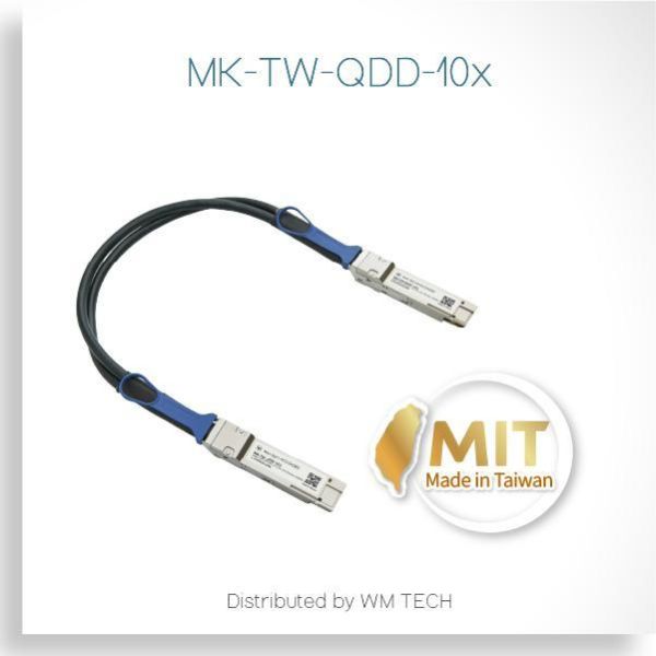 MK-TW-QDD-101 Taiwan-Manufactured 400G QSFP-DD DAC Direct Attach Copper Cable (1m | Passive | 30AWG) MK-TW-QDD-101, 400G QSFP-DD DAC, QSFP-DD DAC 1m, 400G DAC cable, Passive DAC, 30AWG DAC, Twinax DAC cable, QSFP-DD direct attach cable, 400G copper cable, rack DAC cable