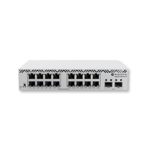 CSS318-16G-2S+IN – MikroTik SwOS Switch CSS318-16G-2S+IN,CSS318,MikroTik switch,16 port gigabit switch,10G SFP+ switch,SwOS switch,desktop network switch,small business switch,managed ethernet switch