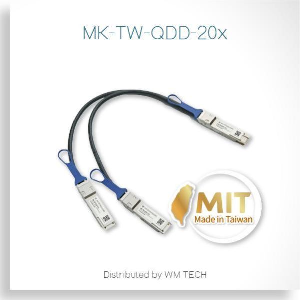 MK-TW-QDD-20x 台製 400G Breakout DAC 一分二直連銅纜（1m｜2m｜3m） MK-TW-QDD-20x,CRS804,CRS812,400GbreakoutDAC, ,QSFPDD,QSFP56,400GDAC,breakoutDAC,passiveDAC,twinaxDACcable,QSFP56