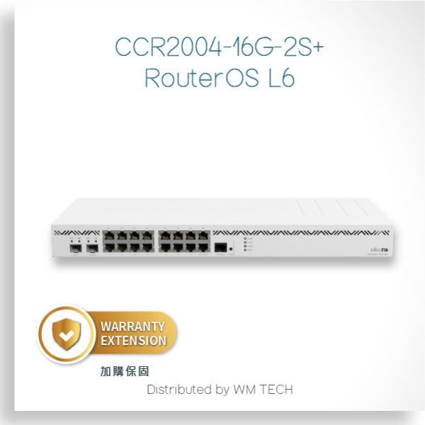 CCR2004-16G-2S+ - MikroTik RoS Level 6路由器 CCR2004-16G-2S+,雙SFP+核心路由器,企業核心路由器,機房專用路由器,高效能路由器推薦,16埠Gigabit路由器,VPN路由器推薦,多WAN路由器,支援VLAN路由器,支援IPsec路由器,高流量路由器,穩定耐用Router,遠端管理Router