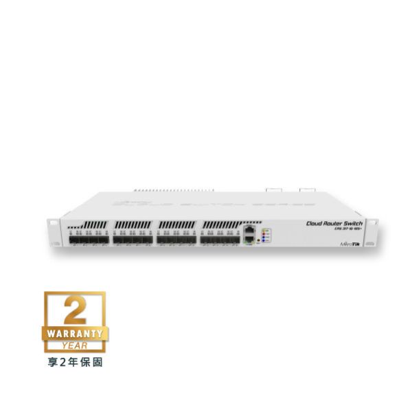 CRS317-1G-16S+RM - MikroTik 機房用系列交換器 (RouterOS L6, SWoS) MikroTik, CRS317-1G-16S+RM, 16埠SFP+交換器, 光纖交換器, 機架式交換器, RouterOS, SwOS, 高速交換器, 企業網路, 網路設備