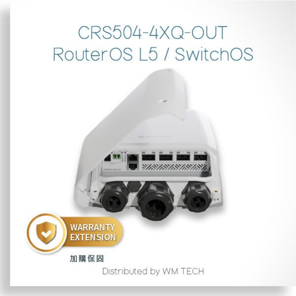 CRS504-4XQ-OUT - MikroTik 機房用系列交換器 (RouterOS L5, SWoS) CRS504-4XQ-OUT,100G光纖交換器,戶外型交換器,高效能網管交換器,4埠100G交換器,QSFP28交換器,防水型光纖交換器,戶外機櫃交換器,資料中心交換器,骨幹網路交換器,高頻寬交換器,穩定耐用交換器,監控專用交換器