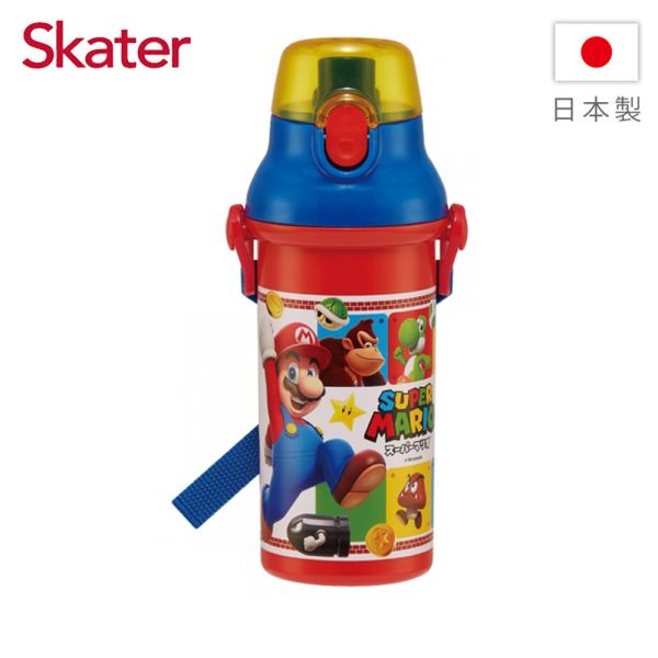 Skater 日本水壺 480ml 銀離子直飲水壺｜瑪利歐｜PSB5SANAG 透明吸管水壺,skater,superbo,水壺推薦,兒童水壺推薦,不鏽鋼水壺,保溫瓶,不鏽鋼保溫瓶,吸管水壺,直飲水壺,透明水壺,汪汪隊水壺