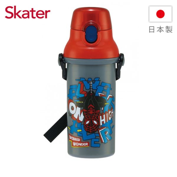 Skater 日本水壺 480ml 銀離子直飲水壺｜蜘蛛人｜PSB5SANAG 透明吸管水壺,skater,superbo,水壺推薦,兒童水壺推薦,不鏽鋼水壺,保溫瓶,不鏽鋼保溫瓶,吸管水壺,直飲水壺,透明水壺,汪汪隊水壺