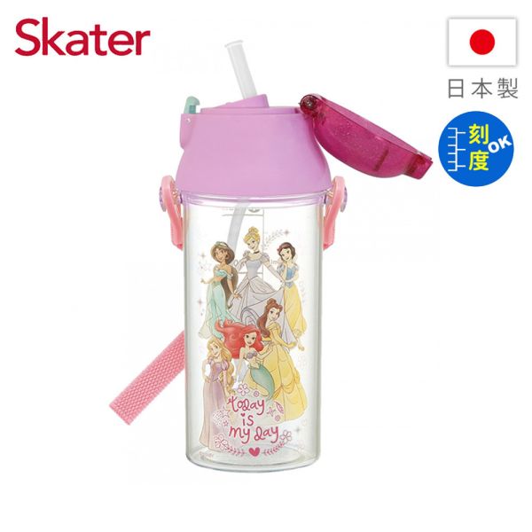 Skater 日本水壺 480ml 定量吸管水壺｜迪士尼公主｜PSB5TRCST 透明吸管水壺,skater,superbo,水壺推薦,兒童水壺推薦,不鏽鋼水壺,保溫瓶,不鏽鋼保溫瓶,吸管水壺,直飲水壺,透明水壺,汪汪隊水壺