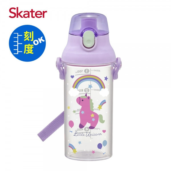 Skater 日本水壺 480ml 定量直飲水壺｜獨角獸水壺｜PSB5TR 日本水壺,skater,superbo,水壺推薦,兒童水壺推薦,直飲水壺,兒童水壺,獨角獸水壺,三麗鷗水壺,吸管水壺,skater水壺,透明水壺
