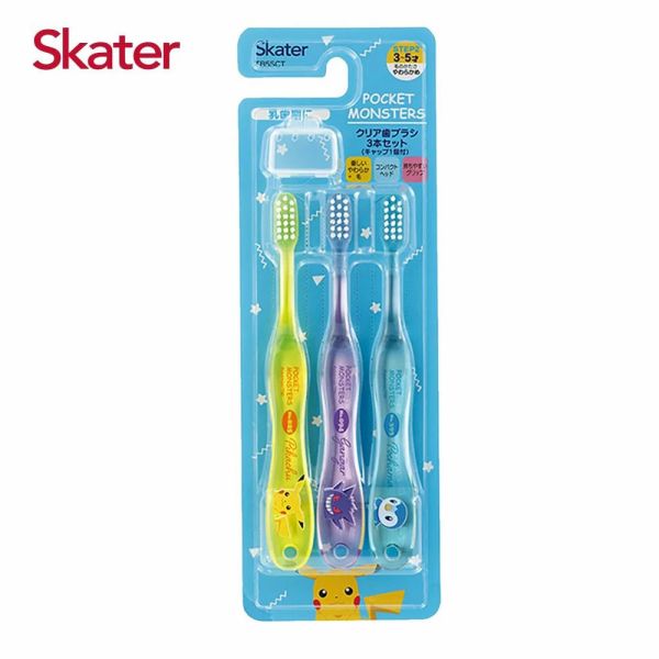 Skater 3-5歲 3入組兒童牙刷｜寶可夢牙刷 兒童牙刷,skater,superbo,幼童牙刷,幼兒牙刷推薦,2歲牙刷推薦,兒童軟毛牙刷,冰雪奇緣牙刷,恐龍牙刷,玩具總動員牙刷,閃電麥坤牙刷,寶可夢牙刷,皮卡丘牙刷