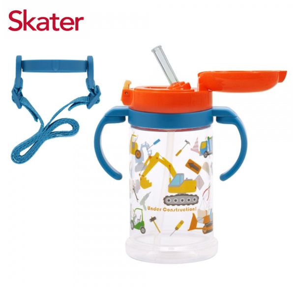 Skater 370ml 寬底吸管水壺｜工程車｜KSHW2N 透明吸管水壺,skater,superbo,水壺推薦,兒童水壺推薦,不鏽鋼水壺,保溫瓶,不鏽鋼保溫瓶,吸管水壺,直飲水壺,透明水壺