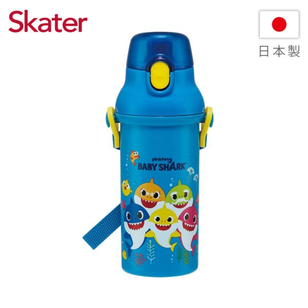 Skater 日本水壺 480ml 銀離子直飲水壺｜BABYSHARK｜鯊魚寶寶｜PSB5SANAG 透明吸管水壺,skater,superbo,水壺推薦,兒童水壺推薦,不鏽鋼水壺,保溫瓶,不鏽鋼保溫瓶,吸管水壺,直飲水壺,透明水壺,汪汪隊水壺