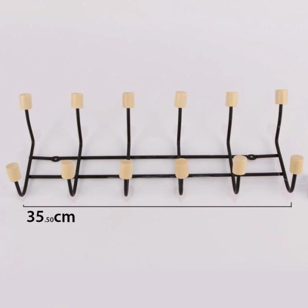 黑色不鏽鋼門上衣物掛架6掛鉤 