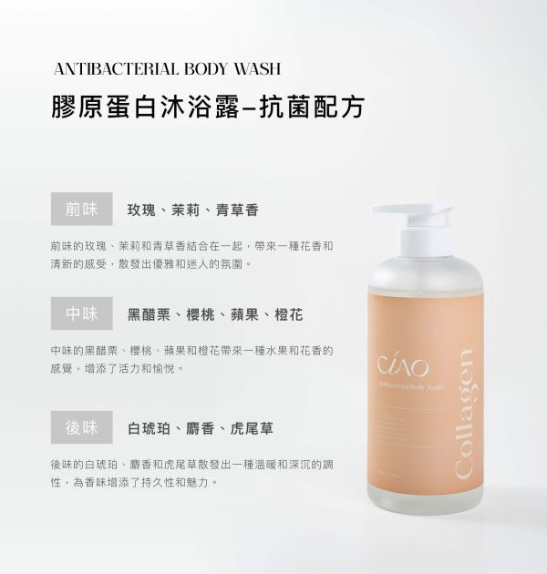 【CIAO】膠原蛋白《沐浴露》抗菌配方500ml 