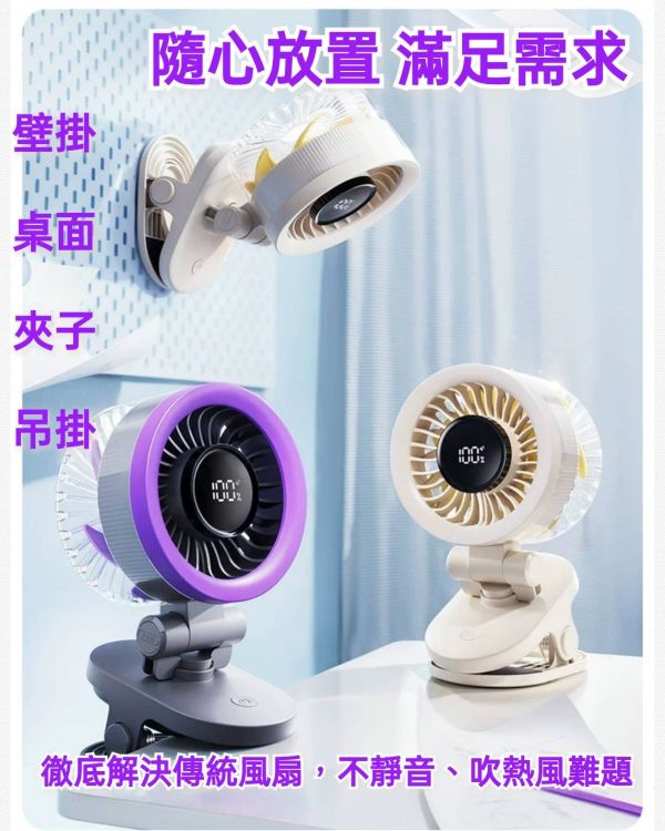 液晶顯示冷漩夾式電風扇兩色 