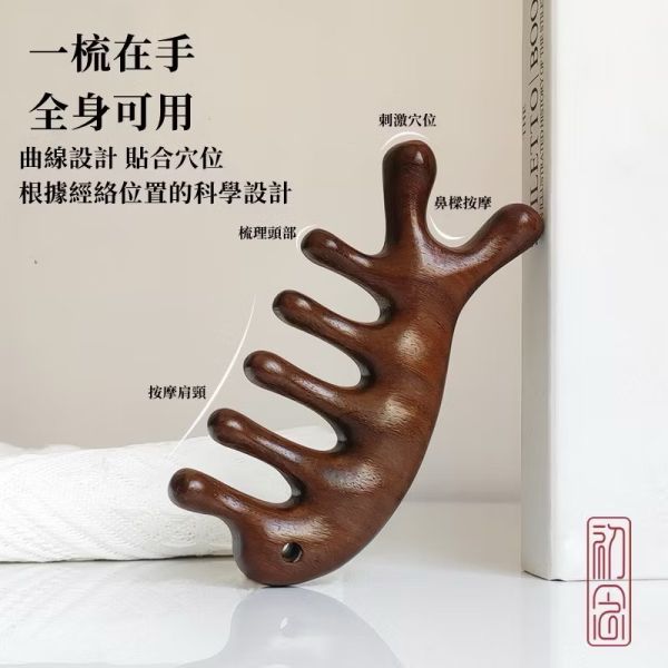 日本進口天然檀木小海豚經絡梳 