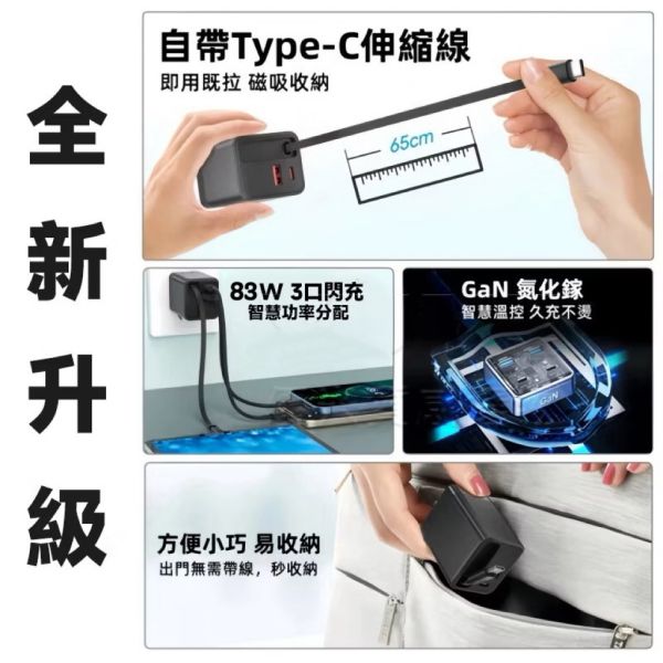 《限量》氮化鎵83W快充豆腐頭四色 