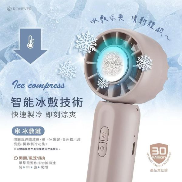 【RONEVER】冰敷折疊手持風扇兩色 