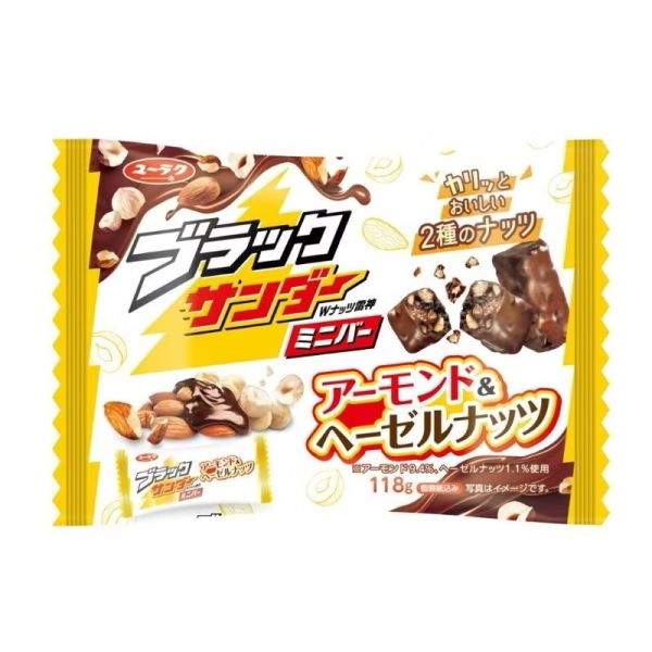 《日本》迷你黑雷神榛果杏仁巧克力風味餅乾118g 