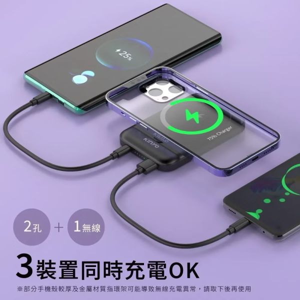 【KINYO】5000mAh小磁片超薄磁吸無線充 