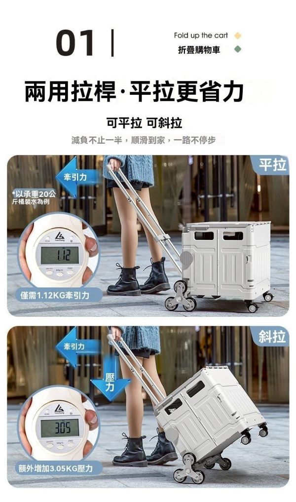 八輪多功能折疊購物車 