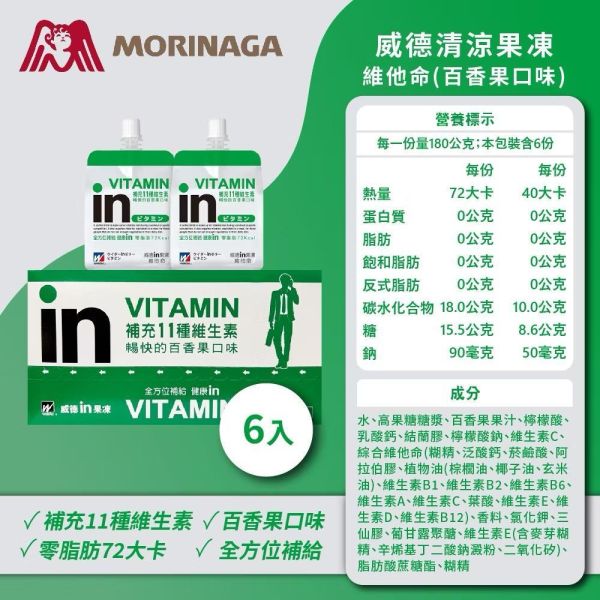 【威德IN盒售】清涼果凍6入能量/維他命/綜合礦物質/膠原蛋白/膳食纖維/牛磺酸+B群 營養補給 