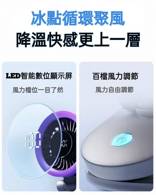 液晶顯示冷漩夾式電風扇兩色 