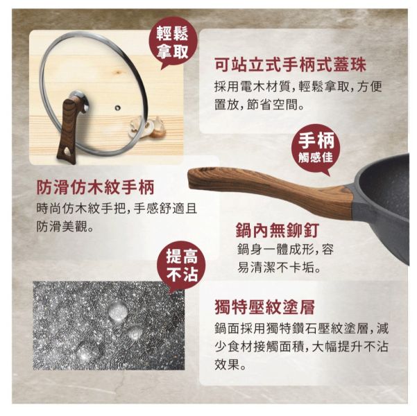 SILWA西華鑽石紋不沾炒鍋32cm 