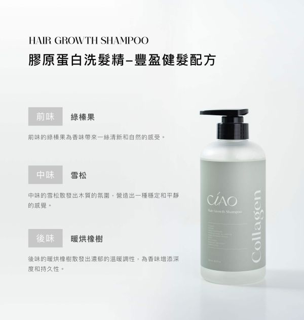 【CIAO】膠原蛋白《洗髮精》豐盈髮健配方500ml 