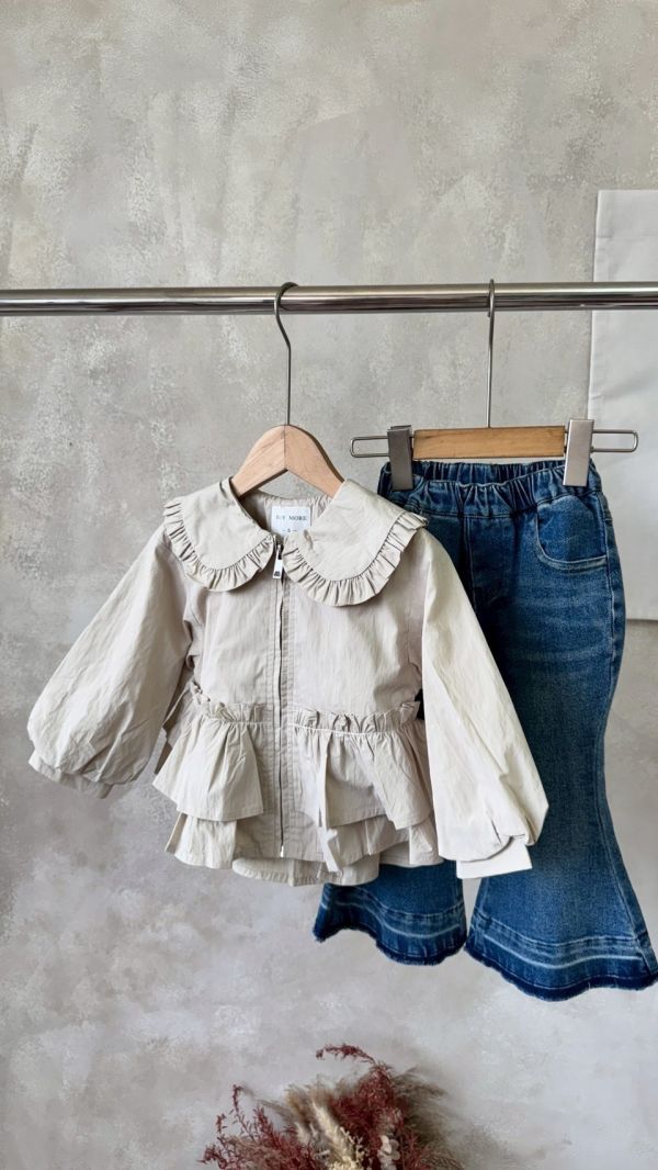 雙層荷葉邊翻領外套 