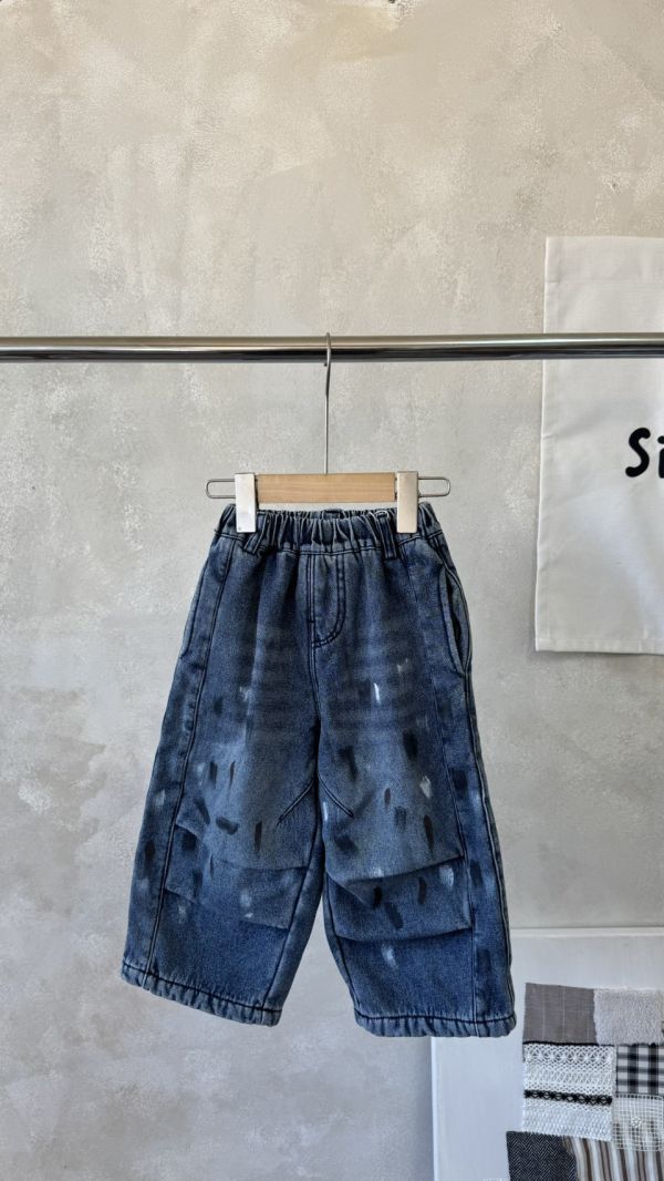 廢土風塗鴉加絨蘿蔔牛仔長褲 