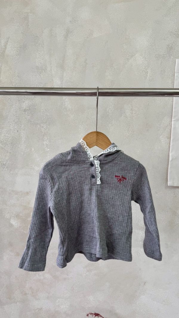 溫柔系蕾絲連帽開釦上衣 