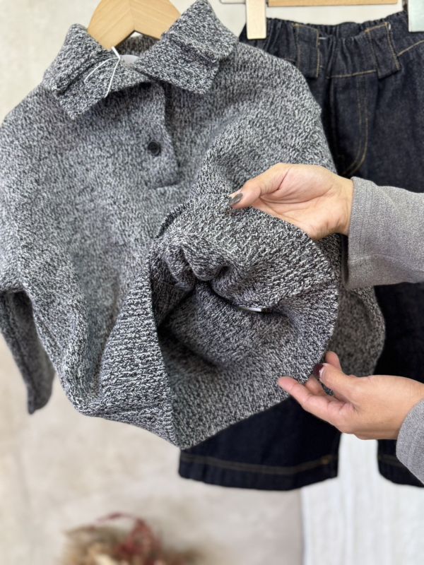 韓系歐巴！雪花薄款針織鈕扣上衣 