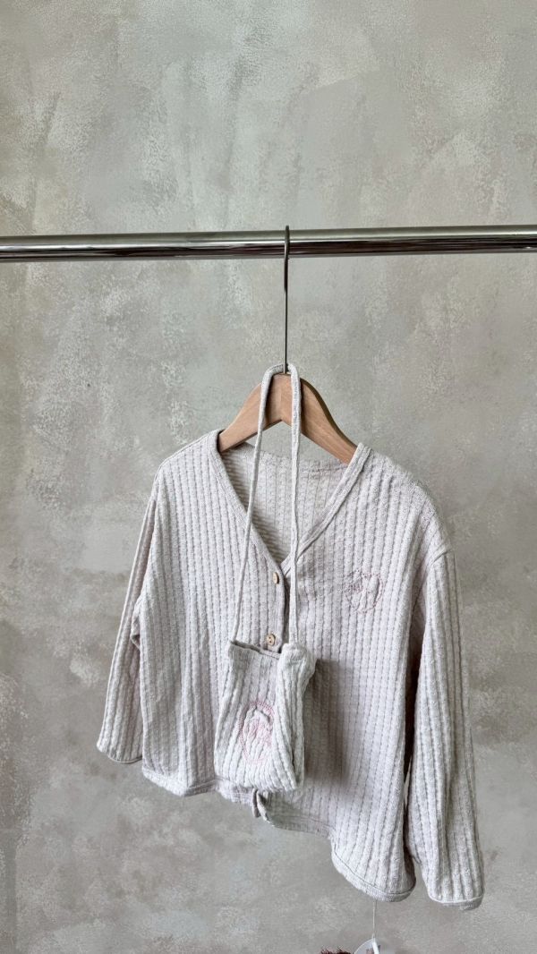 氣質薄針織開釦外套(含同款小包) 
