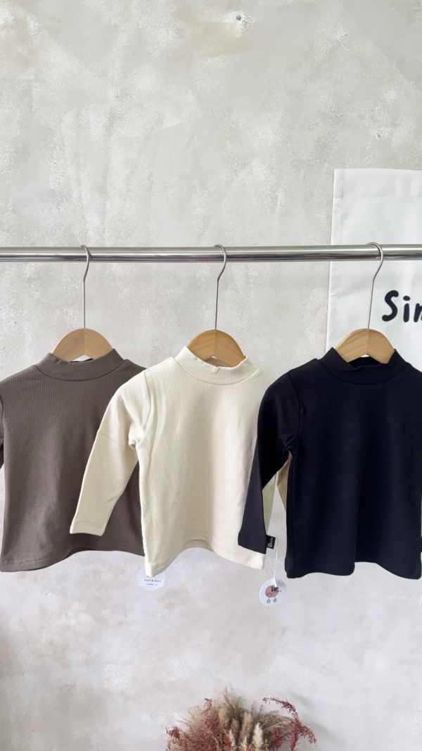 包色款！中性純色磨毛保暖內搭上衣 