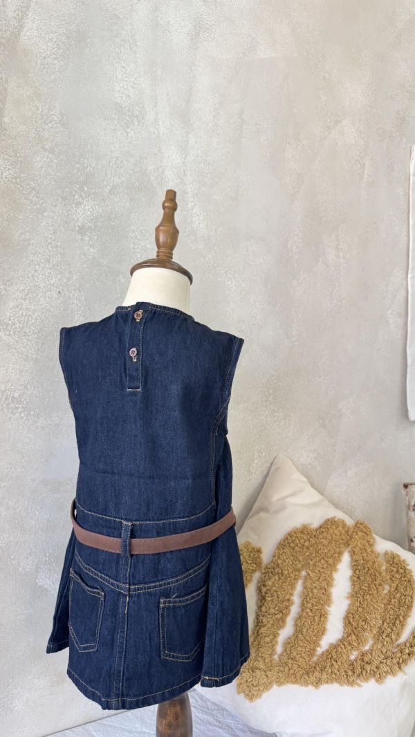 個性牛仔外縫線腰包背心連身裙 