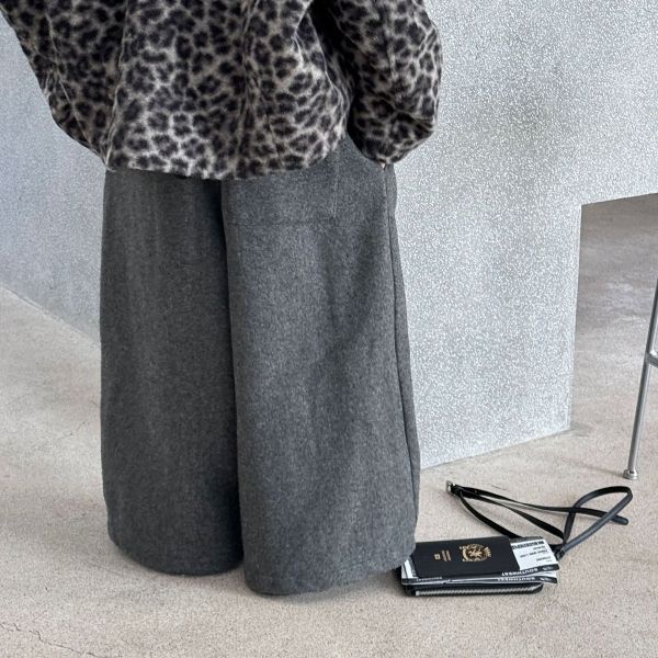 厚磅挺毛呢長褲 