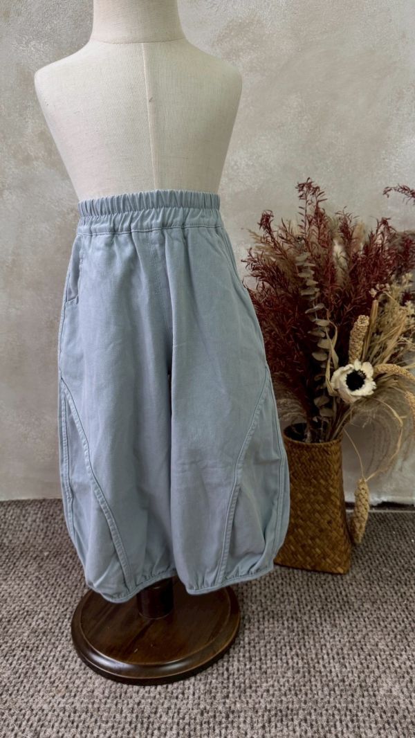 灰藍造型滾邊長褲 