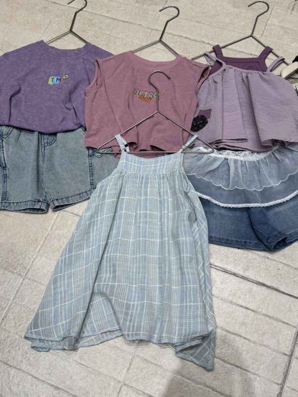 淺藍格紋Ａ字洋裝(肩帶可調節) 