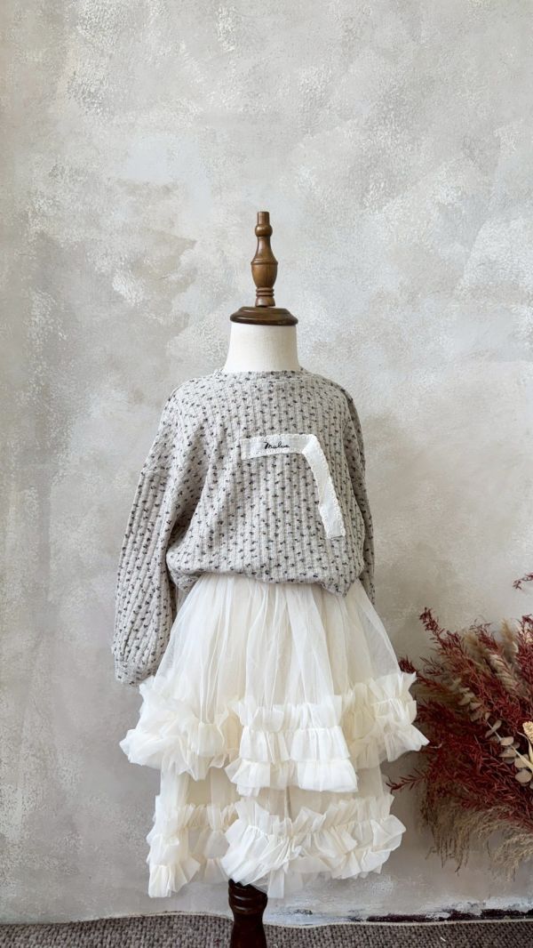 法式浪漫超軟立體花邊紗燈芯絨半身裙 