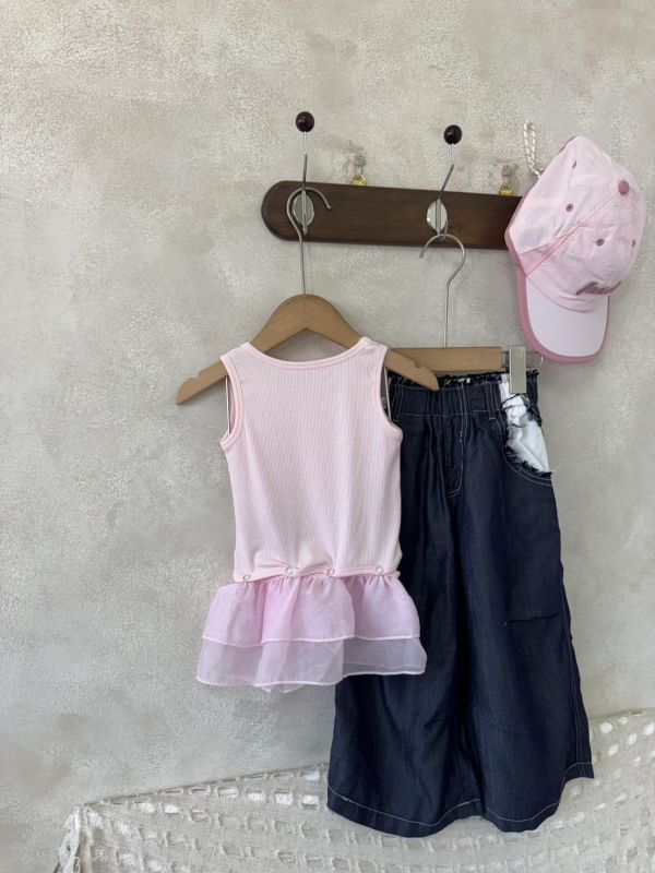 設計感！芭蕾舞拼接荷葉邊背心 (荷葉邊可拆) 