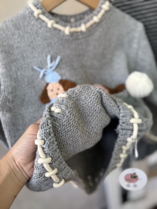 超可愛！臘腸狗狗針織滾邊上衣 