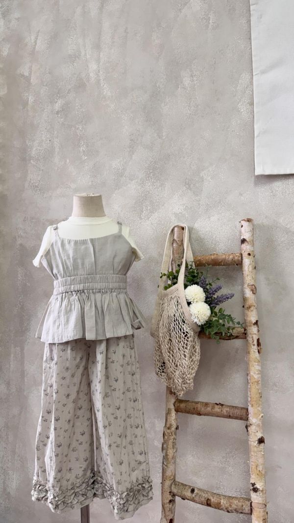 韓妞莫代爾棉光澤荷葉邊吊帶 