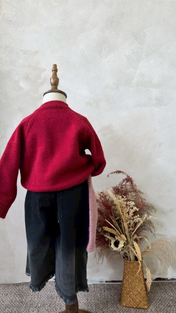 日系漸層刷色抽鬚寬牛仔褲 