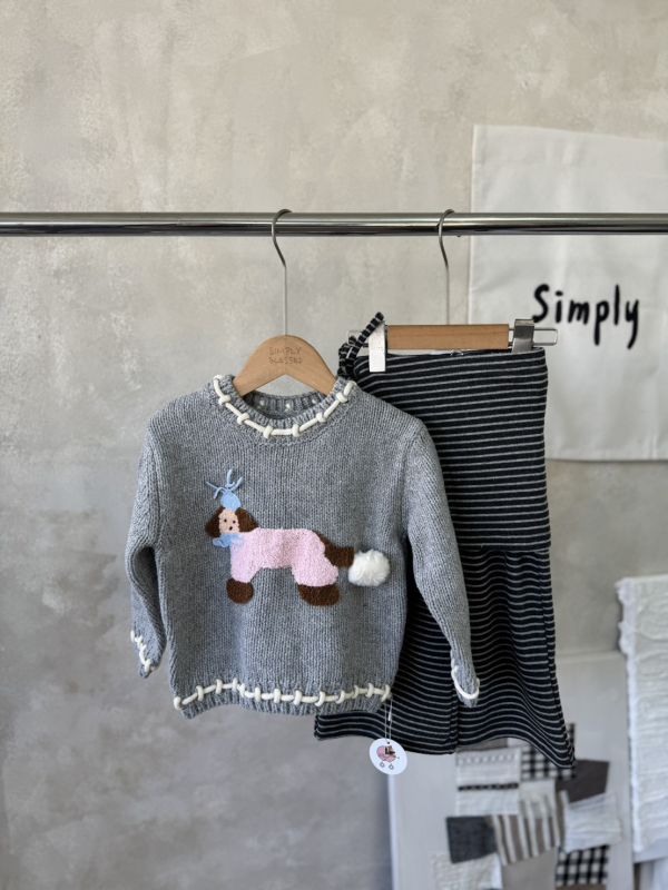 超可愛！臘腸狗狗針織滾邊上衣 