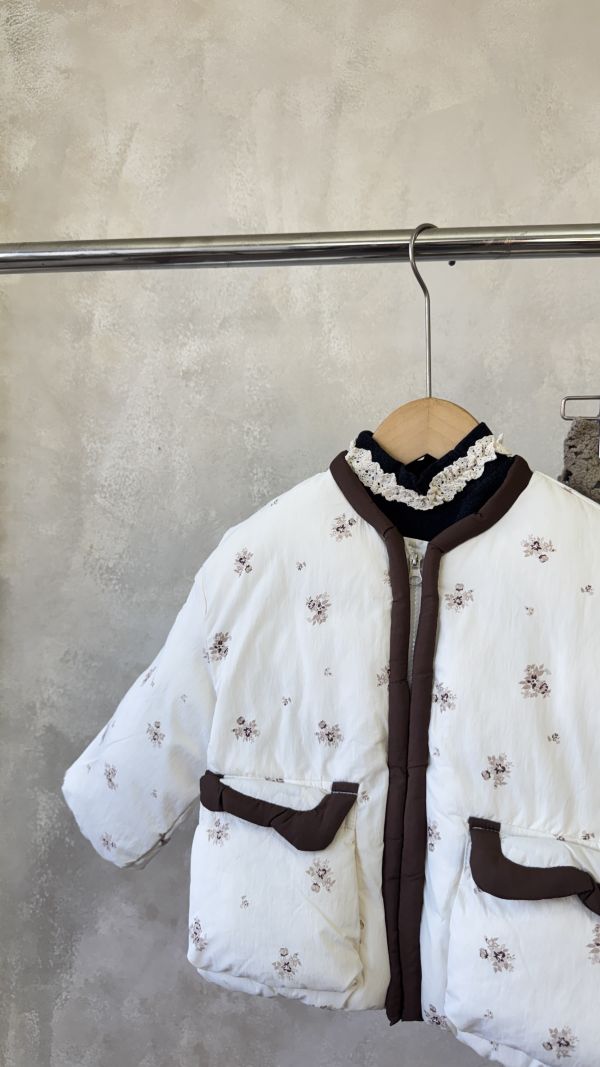 森系碎花鋪棉保暖拉鏈外套 